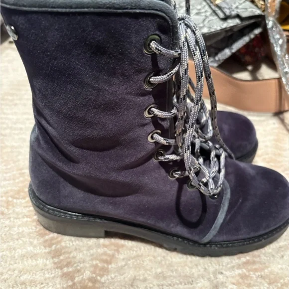 NWOT Stuart Weitzman Metermaid Lace-Up Velvet Suede Boots - Picture 5 of 7